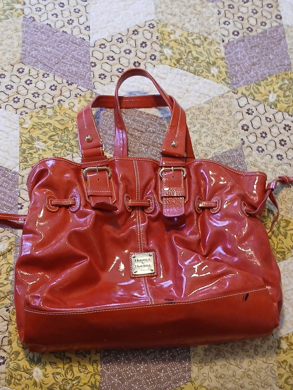 Glossy Pink Patent Tote with Double Handles Dooney And Bourke